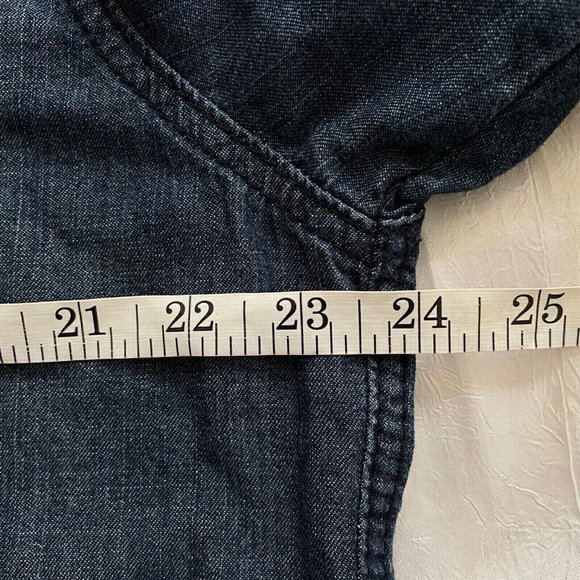 Vintage Men Denim Shirt Long Sleeve Jean Classic Born Fly Embroidered Patch 2XL - Picture 8 of 10